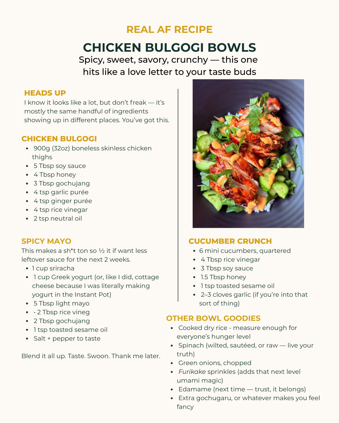 Chicken Bulgogi Bowls